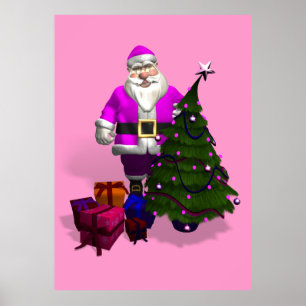 Affiches Père Noël rose