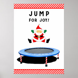 Affiches Père Noël sautant sur un trampoline