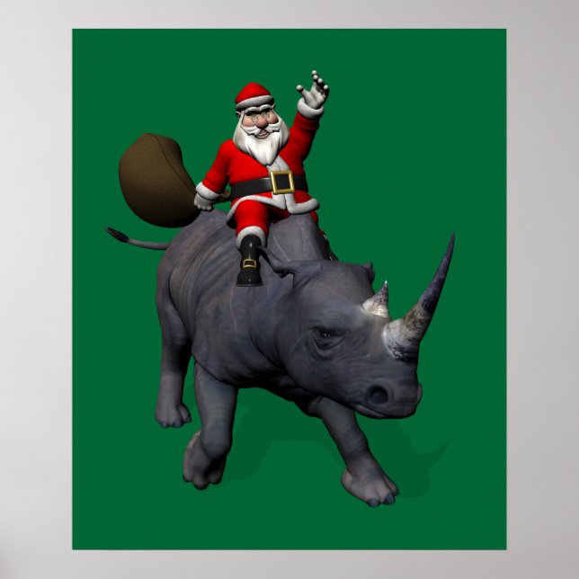 Affiches Père Noël Sur Rhino Rhinoceros (Devant)