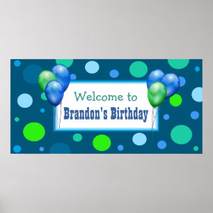 Affiches Personalized Birthday Party Banner for Boy