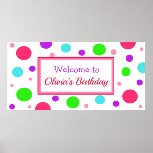 Affiches Personalized Birthday Party Banner for Girl