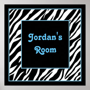 Affiches Personalized Kids Wall Decor - Zebra and Blue
