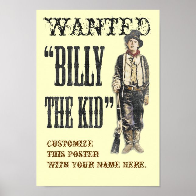 Affiches Personnalisable Billy the Kid (Devant)