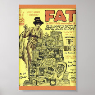 Affiches Perte de poids vintage et VERS DE BANDE SANITIMISÉ