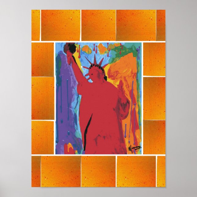 Affiches Peter Max style original signé peinture acrylique (Devant)