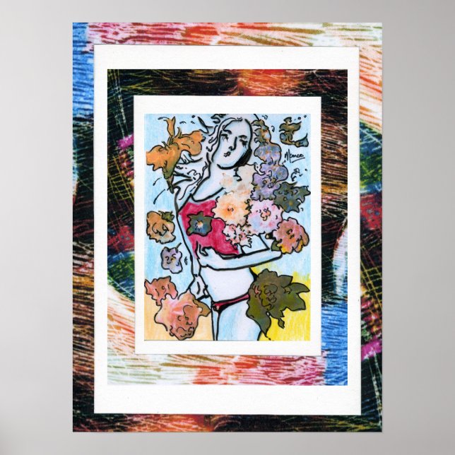 Affiches Peter Max style original signé peinture acrylique (Devant)