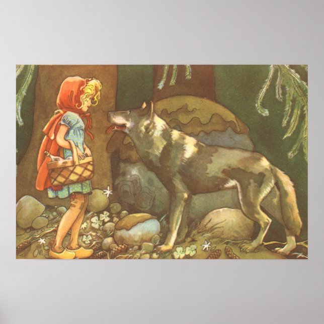 Affiches Petit Chaperon Rouge, Conte de Fées Vintage (Devant)
