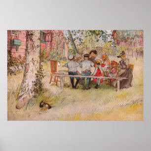 Affiches Petit-déjeuner sous le big Birch par Carl Larsson