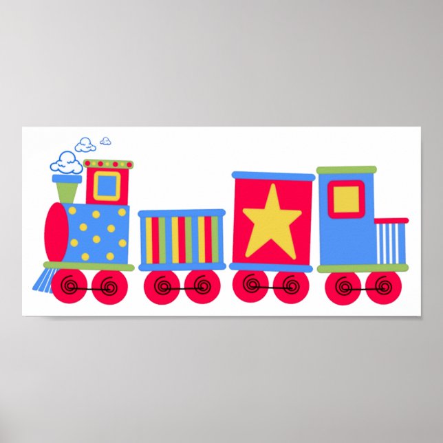 Affiches Petit train bleu et rouge (Devant)