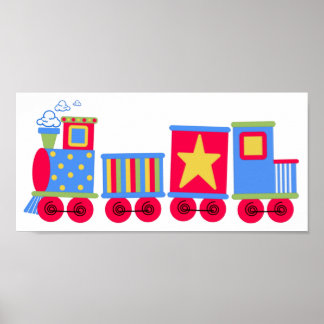Affiches Petit train bleu et rouge