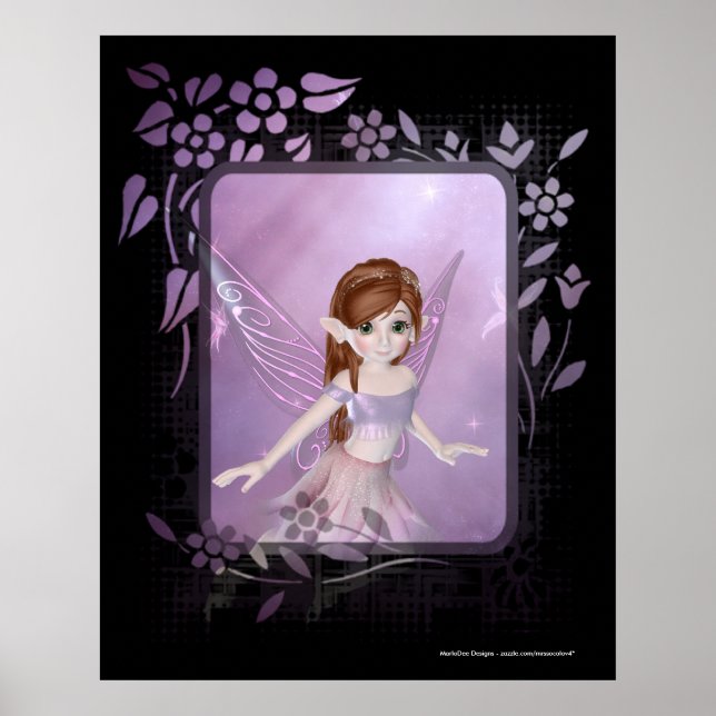 Affiches Petite fée violette Conception 2 - Imprimer (Devant)