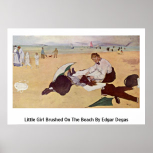 Affiches Petite fille balayée sur la plage par Edgar Degas