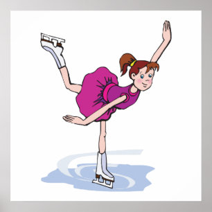 Affiches petite fille mignonne patineur artistique filature