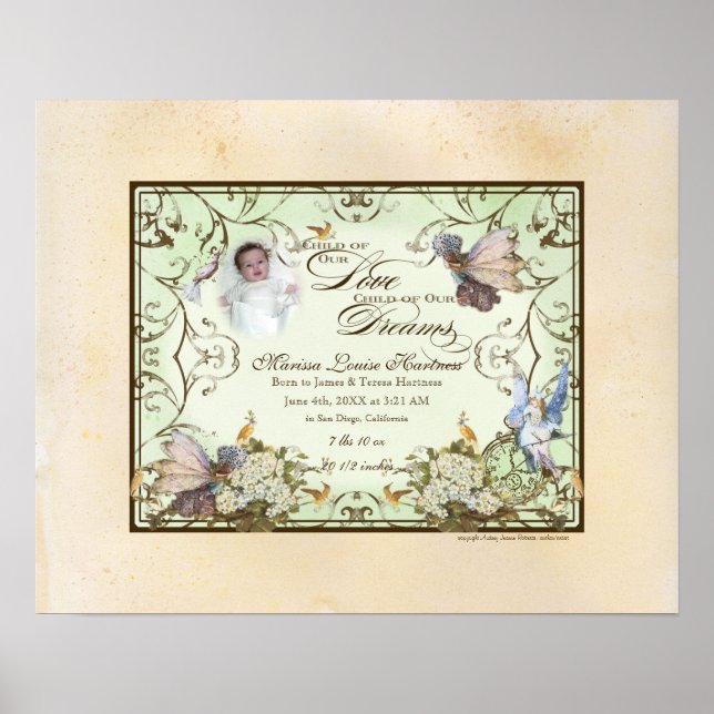 Affiches Petite fille personnalisée - Princesse Féerie ench (Devant)