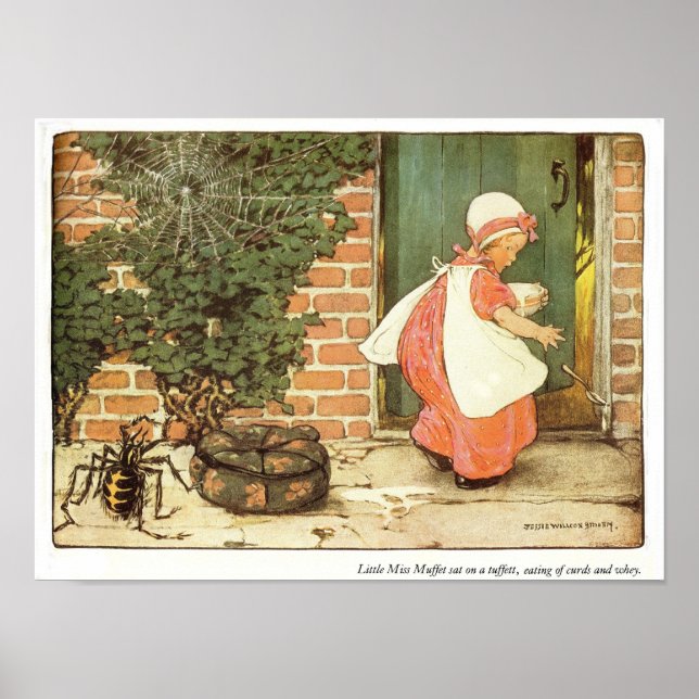 Affiches Petite Miss Muffet Nurserme Rhyme Imprimer (Devant)