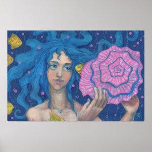 Affiches Petite Sirène, Art D'Imaginaire Sous-Marin, Bleu R