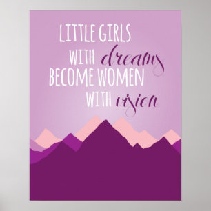 Affiches Petites filles avec l'affiche de rêves - pourpre