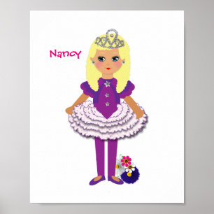 Affiches Petites filles mignonne Fée personnalisée Princess