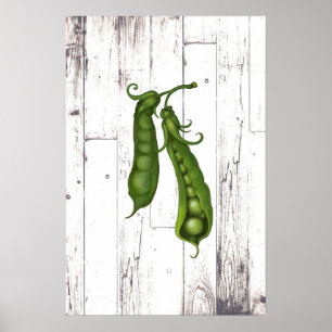 Affiches Petits pois pois blanc bois rustique Art Fermière