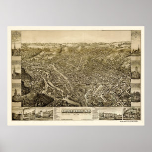 Affiches Peu d'automnes, carte panoramique de NY - 1881