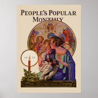 Affiches Peuples de Noël Vintage Populaire Mois 1923