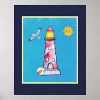 Phare d'aquarelle rouge