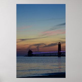 Affiches Phare de Grand Haven et quai de nuit