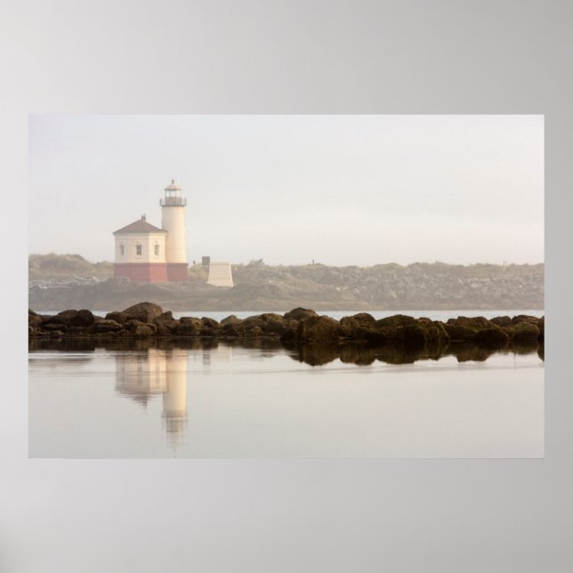 Affiches Phare de la rivière Coquille dans le brouillard du (Devant)