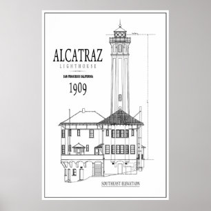 AFFICHES PHARE DE L'ARCHITECTURE DE L'ÎLE D'ALCATRAZ
