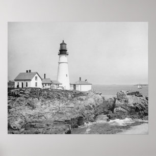 Affiches Phare de Portland Head, 1902. Photo vintage
