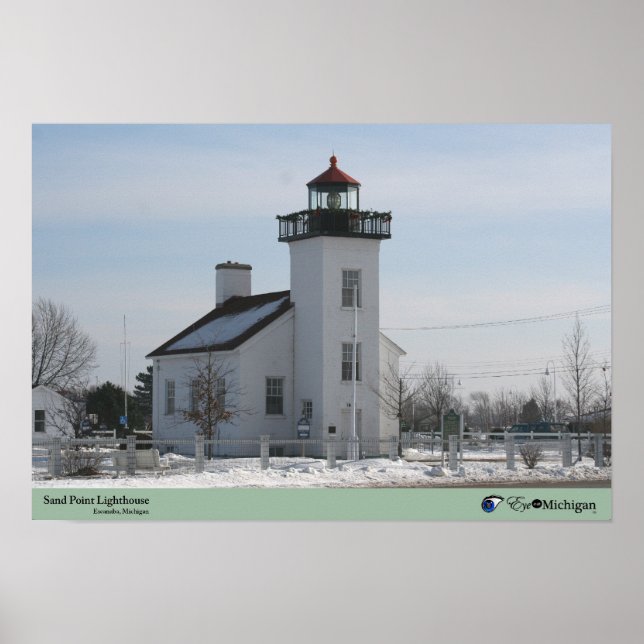 Affiches Phare de Sand Point - Escanaba, MI (Devant)