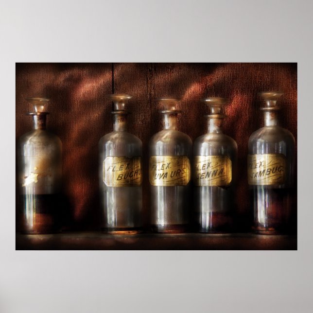 Affiches Pharmacien - Cinq bouteilles (Devant)