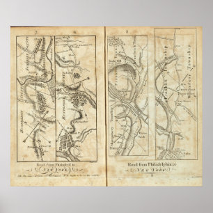 Affiches Philadelphie à New York Carte routière 2