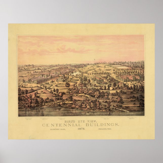 Affiches Philadelphie PA 1876 Centennial Bldgs Fairmount Pk (Devant)