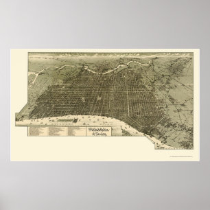 Affiches Philadelphie, PA Carte panoramique - 1887