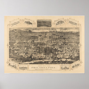Affiches Philadelphie PA Panoramique Carte NUMÉRIQUEMENT RE