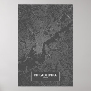 Affiches Philadelphie, Pennsylvanie (blanche sur le noir)