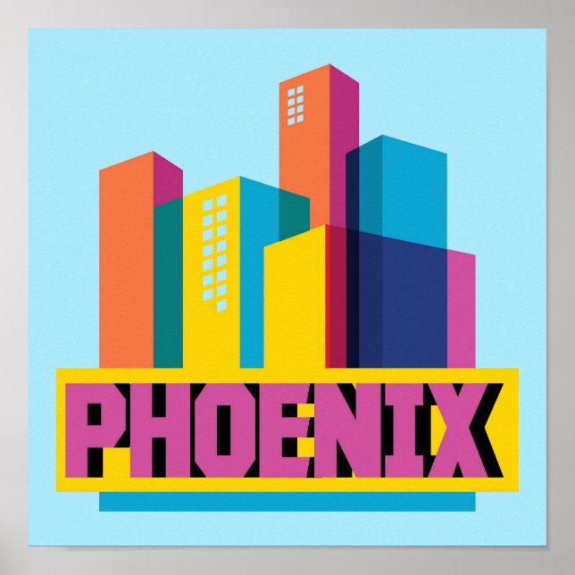 Affiches Phoenix, Arizona | Neon Skyline (Devant)