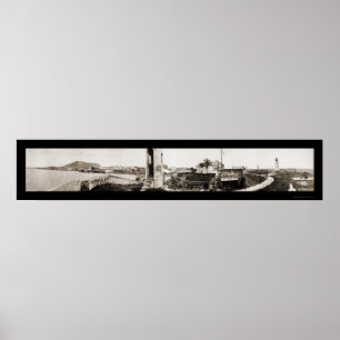 Affiches Photo 1913 de mur de mer de Panamá City