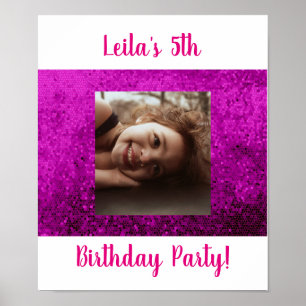 Affiches Photo anniversaire fête personnalisée rose