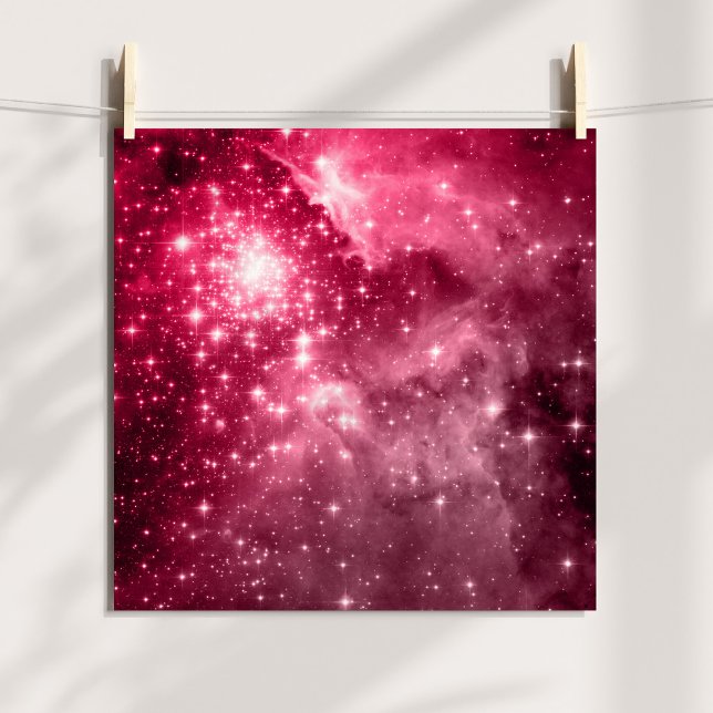 Affiches Photo céleste teinté d'étoiles de framboise (Raspberry Stars Tinted Celestial Photo Poster)