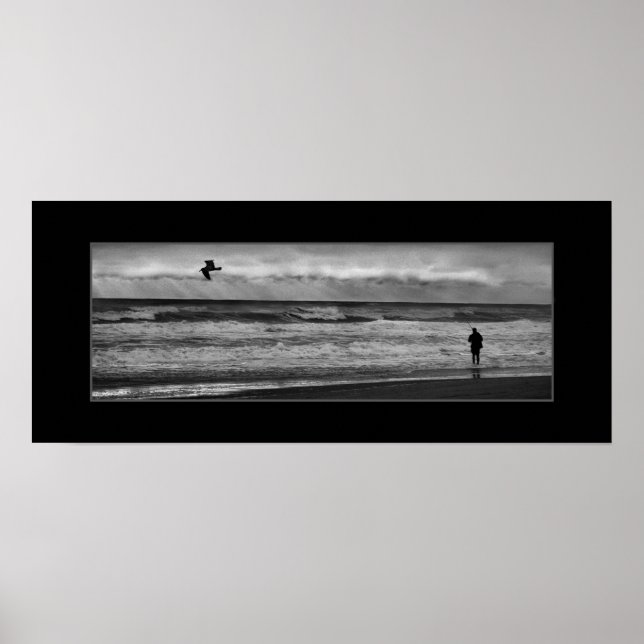 Affiches Photo de pêche en noir et blanc (Devant)