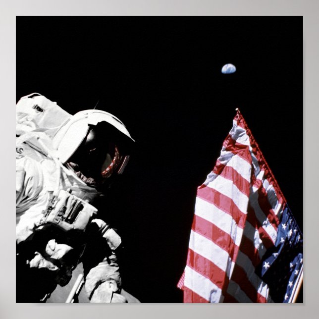 Affiches Photo du drapeau américain de l'astronaute Apollo  (Devant)
