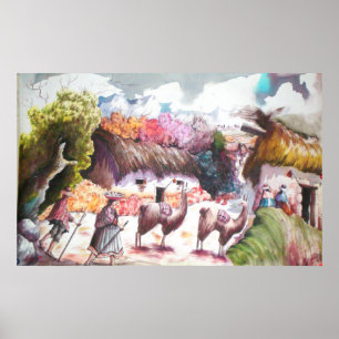 Affiches photo llama village Pérou