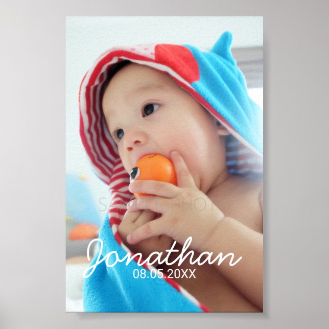 Affiches Photo personnalisée avec nom et date (Devant)