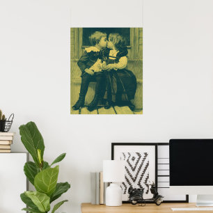 Affiches Photo vintage d'amour et de romance, Enfants s'emb