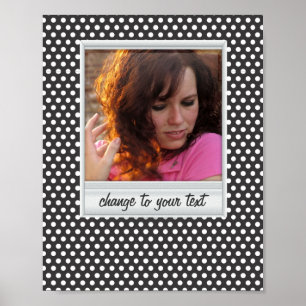 Affiches photoframe sur polkadot blanc et noir
