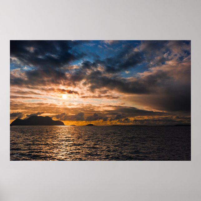 Affiches Photographie du coucher du soleil sur la mer du No (Devant)