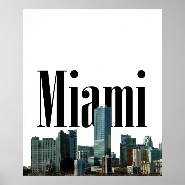 Affiches Photos de Miami Skyline avec Miami dans le ciel (Devant)
