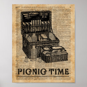 Affiches Picnic Time Vintage Illustration Dictionary Art